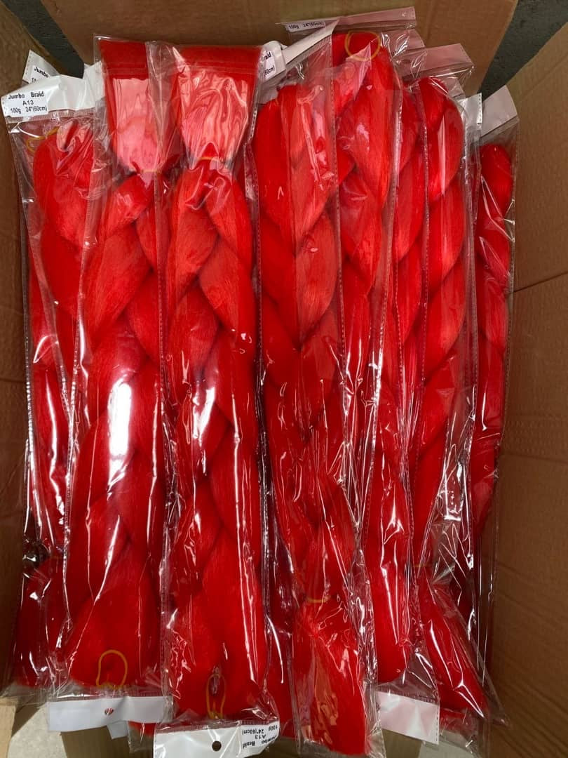 Jumbo bulk braiding in colour “Jessie” | braiding extensions | red braids |