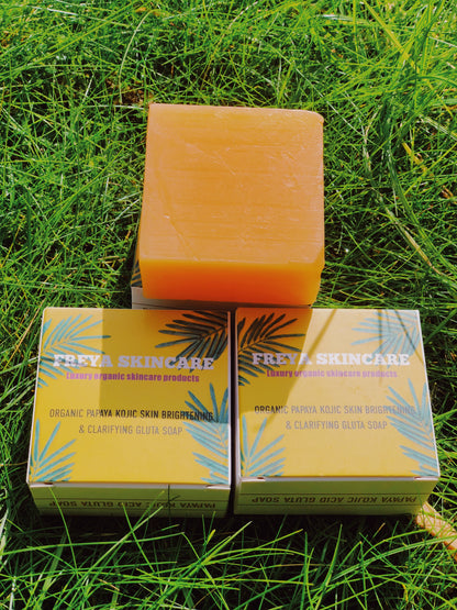 3X Organic Papaya kojic and glutathione skin clarifying soap - freyaskincare