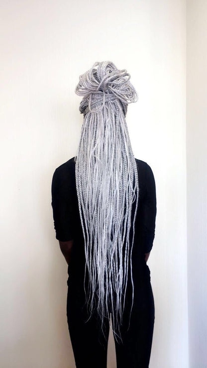 Storm- Jumbo crotchet bulk braiding hair extensions | Grey braids |