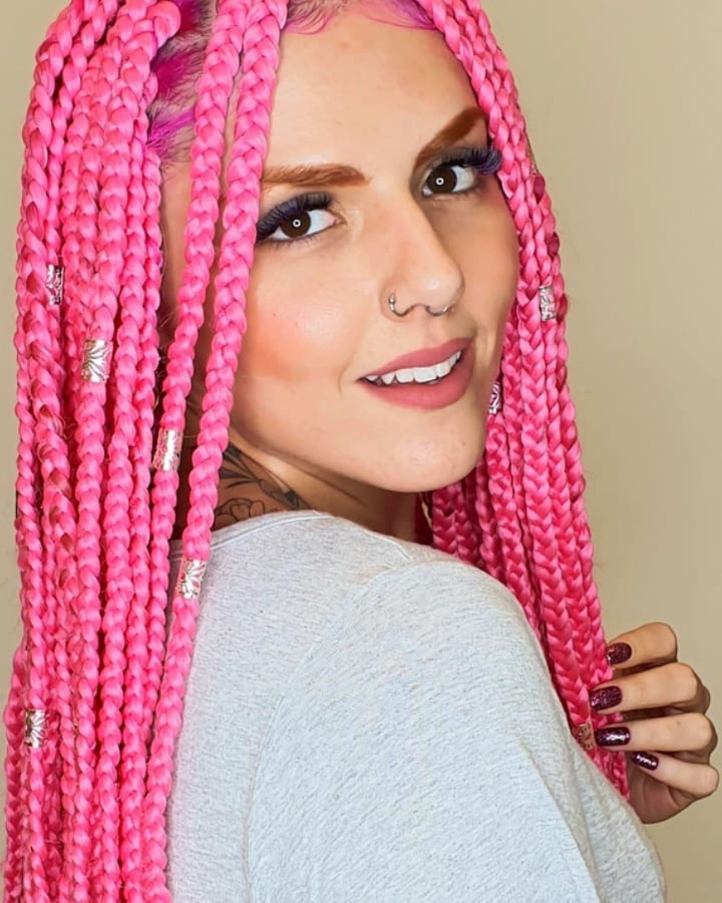 Pink jumbo bulk braiding hair extensions in colour “Barb” | cornrows and crotchet braids | Faux locs | Pink Braids
